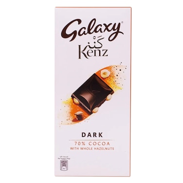 Galaxy Kenz 70% Cocoa Dark Chocolate With Whole Hazelnuts 90g