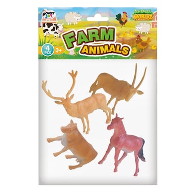PowerJoy Animal Worldz Farm Set, 4 Animal Figures