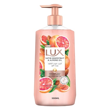 Lux Perfumed Hand Wash, Satin Grapefruit and Almond Oil, for Fragrant, Soft &amp; Clean Hands, 500ml