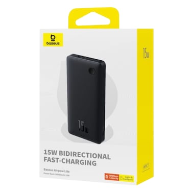 Baseus Airpow Lite Type-C And USB-A Portable Power Bank 15W 10000mAh Black