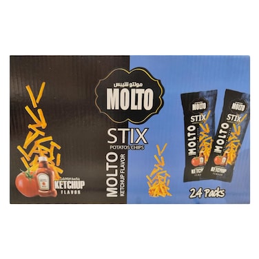 مولتو ستيكس أعواد بطاطس - بنكهة الكاتشب 15 جرام عبوة من 24