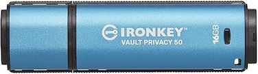 Kingston IronKey Vault Privacy 50 16GB Encrypted USB, FIPS 197, AES-256bit, BadUSB Attack Protection, Multi-Password Options, IKVP50/16GB