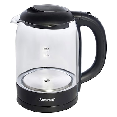 Admiral ADKT170G Electric Glass Kettle With Manual Lid 2200W 1.7L Clear/Black