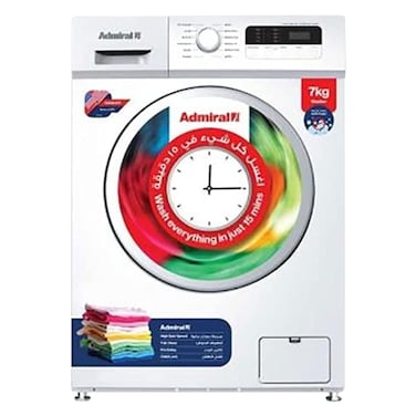 Admiral Front Load Washing Machine 7 kg Capacity, Spin Speed 1,200 RPM, Anti Foam, Child Lock, Quick 15 Min. Wash, Pre-Delay, Tub Clean, White Color