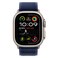 أبل ووتش الترا 2 ساعة ذكية بنظام GPS + اتصال خلوي مقاس 49 ملم بهيكل من التيتانيوم الطبيعي مع سوار - أزرق، مقاس متوسط / كبير