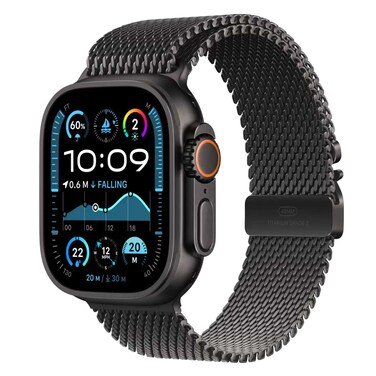 Apple Watch Ultra 2 GPS + Cellular 49mm Black Titanium Case With Black Titanium Milanese Loop - Large