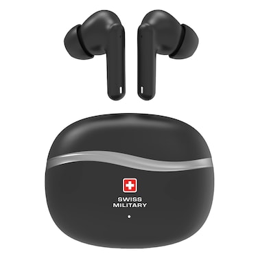 Swiss Military Victor 4 Truly Wireless Active Noise and Environmental Noise Cancellation Bluetooth In-Ear Earbuds Black