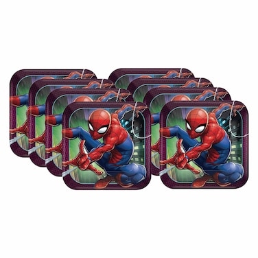 Spiderman Square Plates, 22.8 cm, 8 Pieces