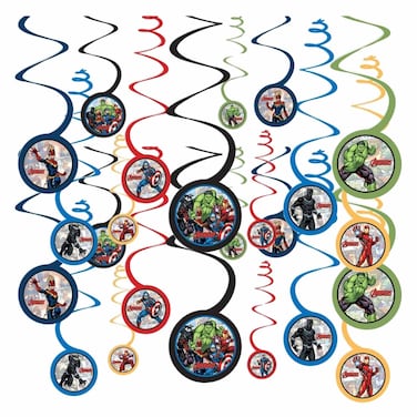 Marvel Avengers Powers Unite Spiral Decorations, 5", 12 Pcs