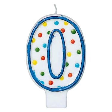 Polka Dots Number 0 Birthday Candle, 3 Inch, Colorful Wax