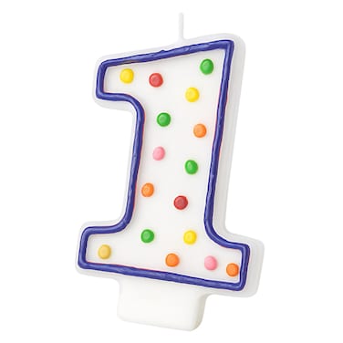 Polka Dots Birthday Candle, Number 1