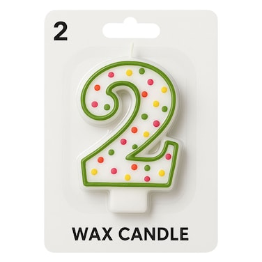Polka Dots Birthday Candle Number 2
