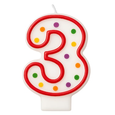 Polka Dots Birthday Candle, Number 3