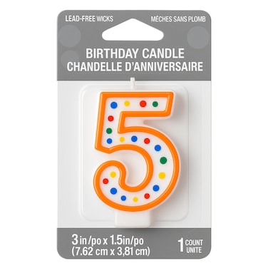 Polka Dots Birthday Candle, Number 5