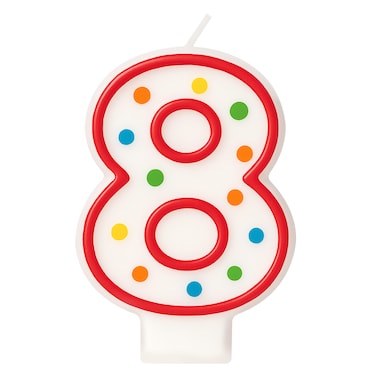 Polka Dots Birthday Candle Number 8