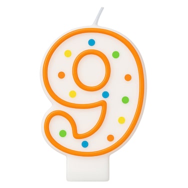 Polka Dots Birthday Candle, Number 9