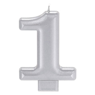 شمعة معدنية برقم فضي N1