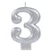 Silver Numeral Metallic Candle N3