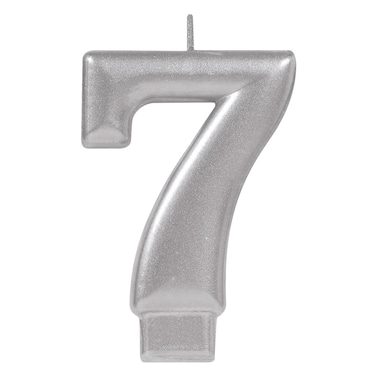 Silver Numeral Metallic Candle N7