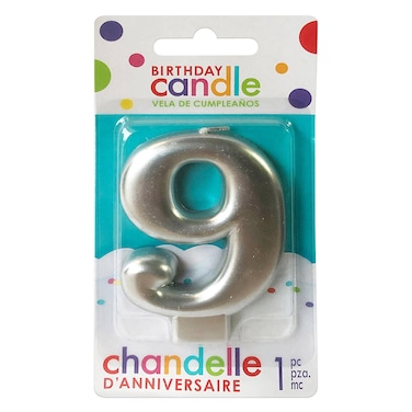 شمعة معدنية رقم 9، فضية