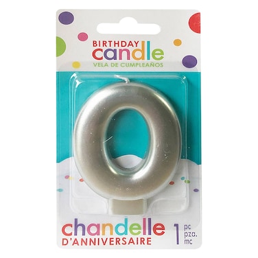 Silver Numeral Metallic Candle N0