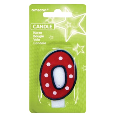 Number 0 Candle, Dots With Black Border
