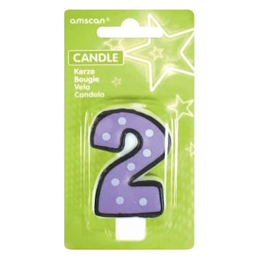 Number 2 Candle, Dots With Black Border