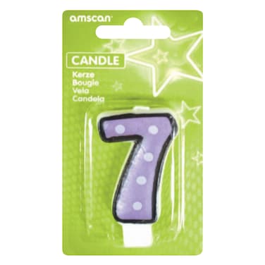 Dots with Black Border Candle Number 7