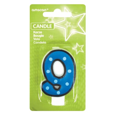 Number 9 Candle, Dots With Black Border
