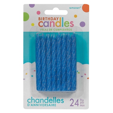 Blue Spiral Glitter Candle 24 Pieces