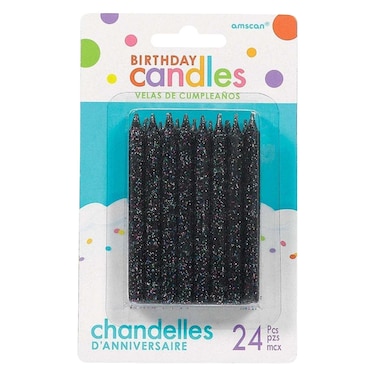 Black Spiral Glitter Candle 24 Pieces