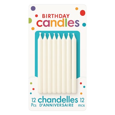 White Mini Birthday Candles With Holders