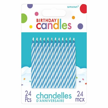 Blue Stripe Candles, 250 in, 24 Pieces