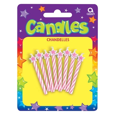 Spiral Birthday Candles with Star Tips, Light Pink, 2.5 Inch