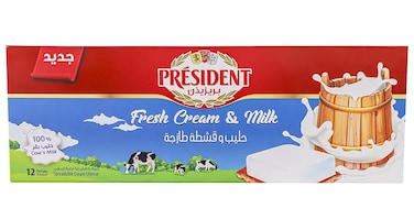 PRESIDENT Squares Cheese, Pack of 12, 168g