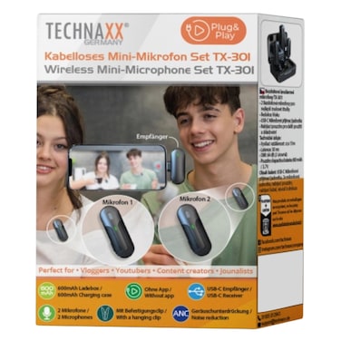 تيكنوكس مجموعة ميكروفون صغيرة لاسلكية أسود (TX-301)
