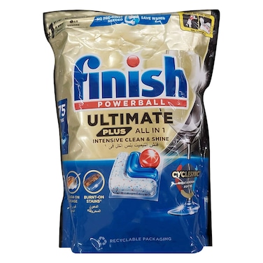Finish Powerball Ultimate Plus All in 1 - Intensive Clean &amp; Shine - Against Burnt-On Stains - Recyclable Packaging - 75 Tabs
