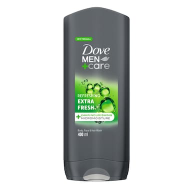 Dove Men+Care Refreshing Cleanser,Extra Fresh,3in1, for Clean Face, Body and Hair, with 24H Nourishing Micromoisture Technology, 400ml