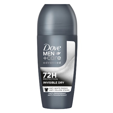 Dove Men+Care Advanced Antiperspirant Roll-On Deo, Invisible Dry, with Moisturizer &amp; 72H Protection, Anti-White Marks and Yellow Stains, 50ml