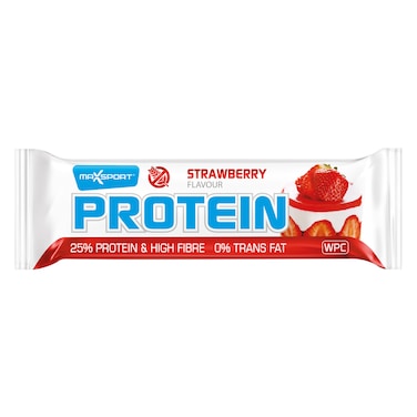 Maxsport Protein Bar Strawberry Flavour &ndash; 25% Protein, High in Fibre, 0% Trans Fat, 60g