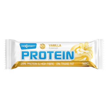 MaxSport Protein Bar Vanilla Flavour 60g &ndash; 25% Protein, High Fibre, 0% Trans Fat