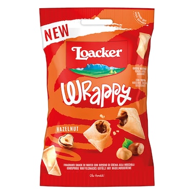 Loacker Wrappy - Fragrant Hazelnut Wafer Snacks with 100% Selected Italian Hazelnuts 50g