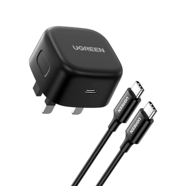 Ugreen Wall Fast Charger PD USB-C Port and USB-C Cable 25W - Black