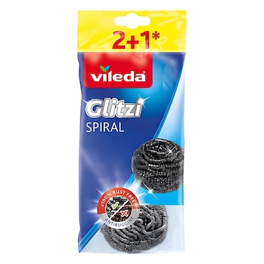 Vileda Glitzi Spiral Inox Stainless Steel Wool Scrubber 2 +1 Free