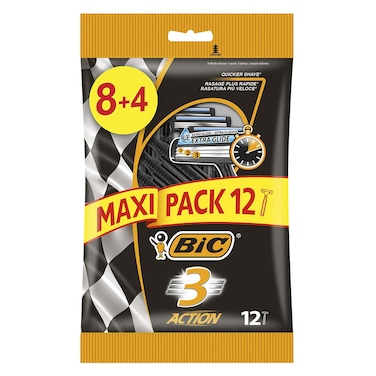 BIC Razor 3 Action Pack, 12 Pieces (Model: EU 84)