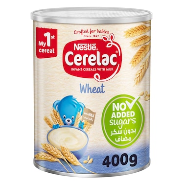 Nestle Cerelac - Wheat, Infant Cereals with Milk, No Added Sugars, From 6 months, Tin, 400g