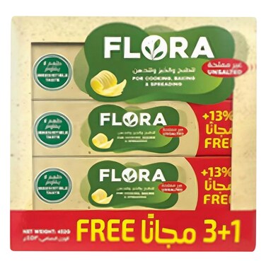 Flora Unsalted Butter 452g x3 +1 Free