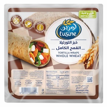 L&#39;usine Tortilla Wraps Wholewheat, Medium, 6 Pieces
