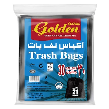 Golden Garbage Bags, 30 Gallons Capacity