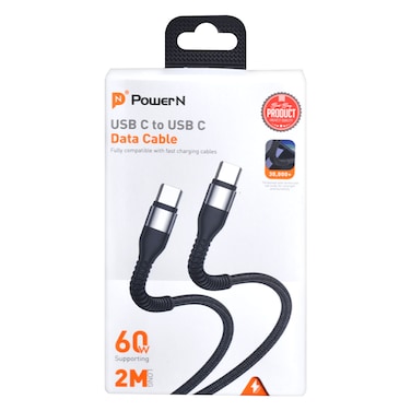 PowerN USB-C to USB-C Data Cable &ndash; 2 m &ndash; Fast Charging Compatible &ndash; Reinforced Design